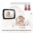 Letouch Babyphone, Moniteur pour bébé avec écran LCD 3,5 ", appareil photo numérique, vision nocturne infrarouge, berceuses-3