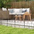 Outsunny Lot de 5 panneaux de clôture de jardin décoratives en métal, bordure de jardin, pour parterre de fleurs, noir-3