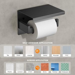 Porte Papier Toilette Sur Pied,Distributeur De Papier Toilette En Acier Inoxydable Support Porte Papier Hygienique Derouleur Avec Base Lourde Noir 97026288