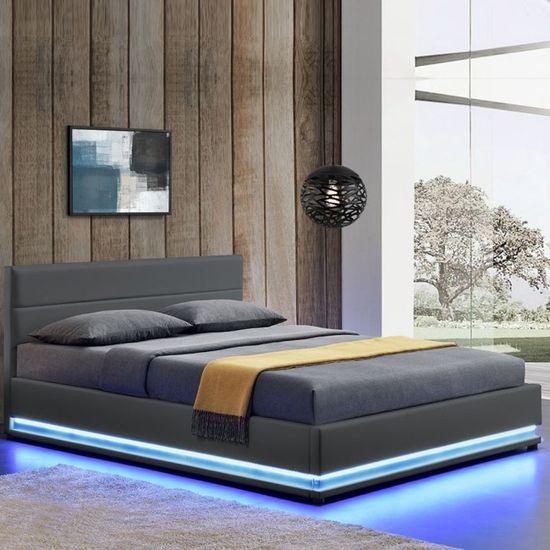 Lit Led Avec Coffre De Rangement Ava 140×190 Blanc