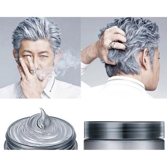 Silver Color Gris Cire à Cheveux Hommes Femmes Grand Mère Cheveux Frêne Teinté Gris Boue Temporaire