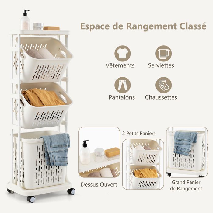 Simplify Petit Panier De Rangement En Rotin | 29,2 X 16,5 X 11,4 Cm | Construction En Fil De Fer | Poignées De Transport | Idéal Pour La Maison, Le