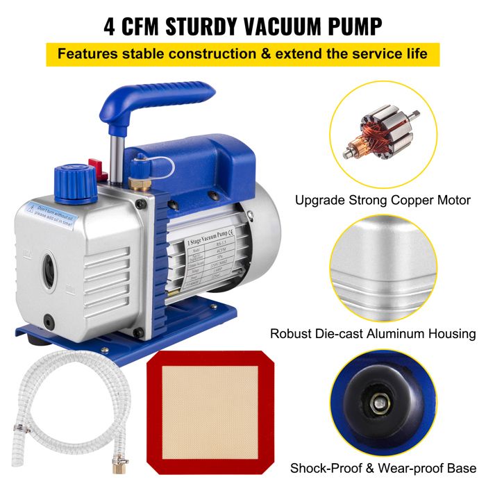 VIVOHOME 110V 3/4 HP 7,2 m³/h Pompe à vide CVC 2 étages et VIVOHOME 110V 3/4 HP 7,2 m³/h Pompe à vide CVC 2 étages et