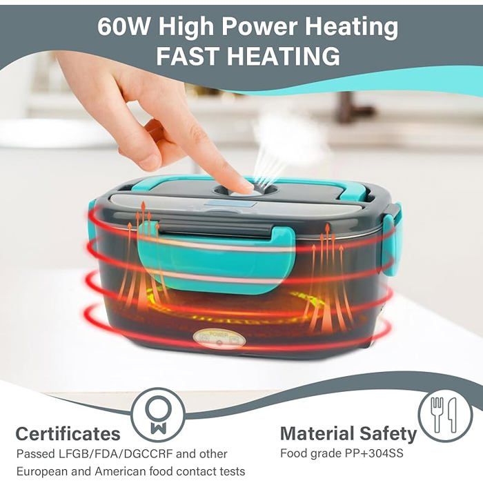 Gamelle chauffante 60W 1,5L électrique, triple tension, avec sac — free download