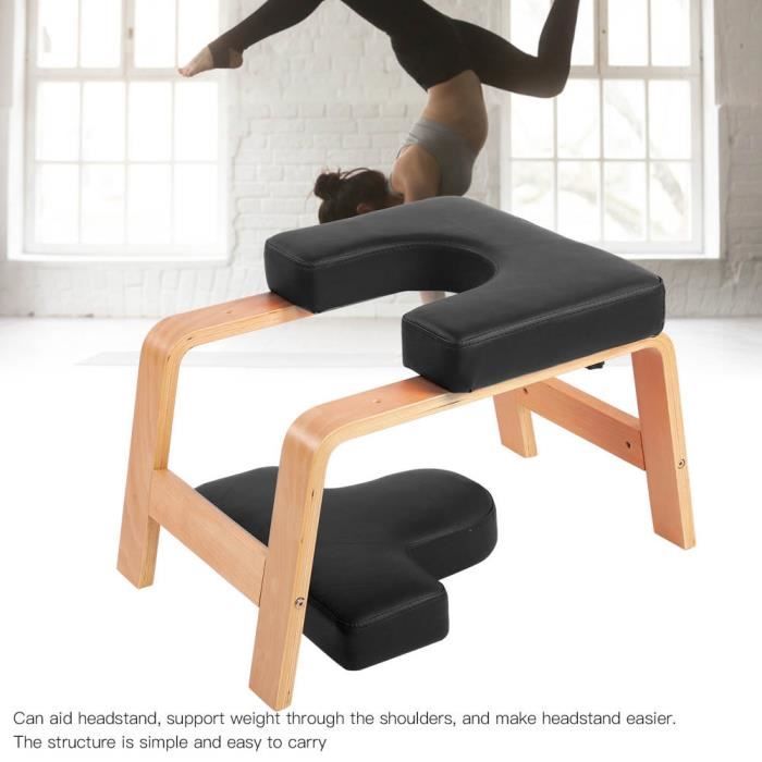 Chaise De Yoga Inversé Banc D'appui-tête - Noir - Matériau PU Et Acier (Neuf)