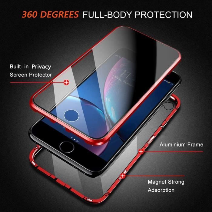 Achat Coque protection 360° Anti-espion iPhone XR [Fermeture