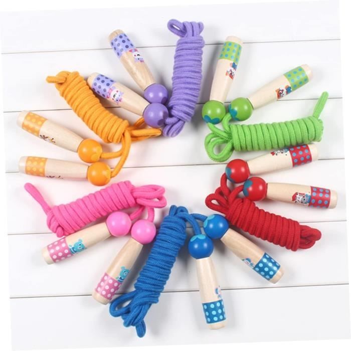 Corde à Sauter Enfant – 2,5 M, Manche En Bois De Hêtre, 7 Couleurs, Réglable, Certifiée CE EN71
