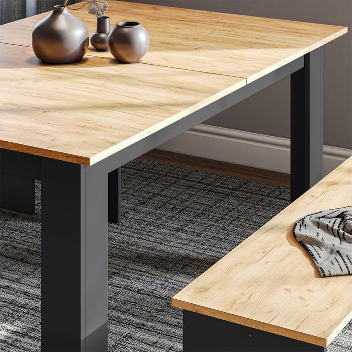 Ensemble de table à manger anthracite/chêne doré 80x80x73 sentio