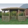Kiosque Pavilion octogonal - SOLID - En bois de pin traité - 445,8x340,9cm - Marron-0