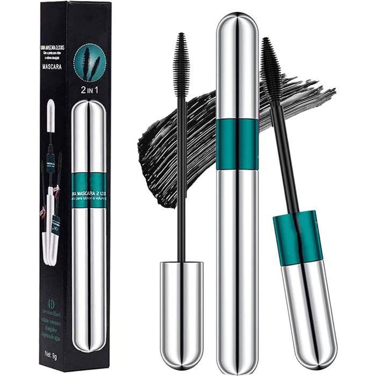 Mascara - 2 in 1 Vibely Mascara 5x Longer Waterproof, 4D Silk Fiber ...