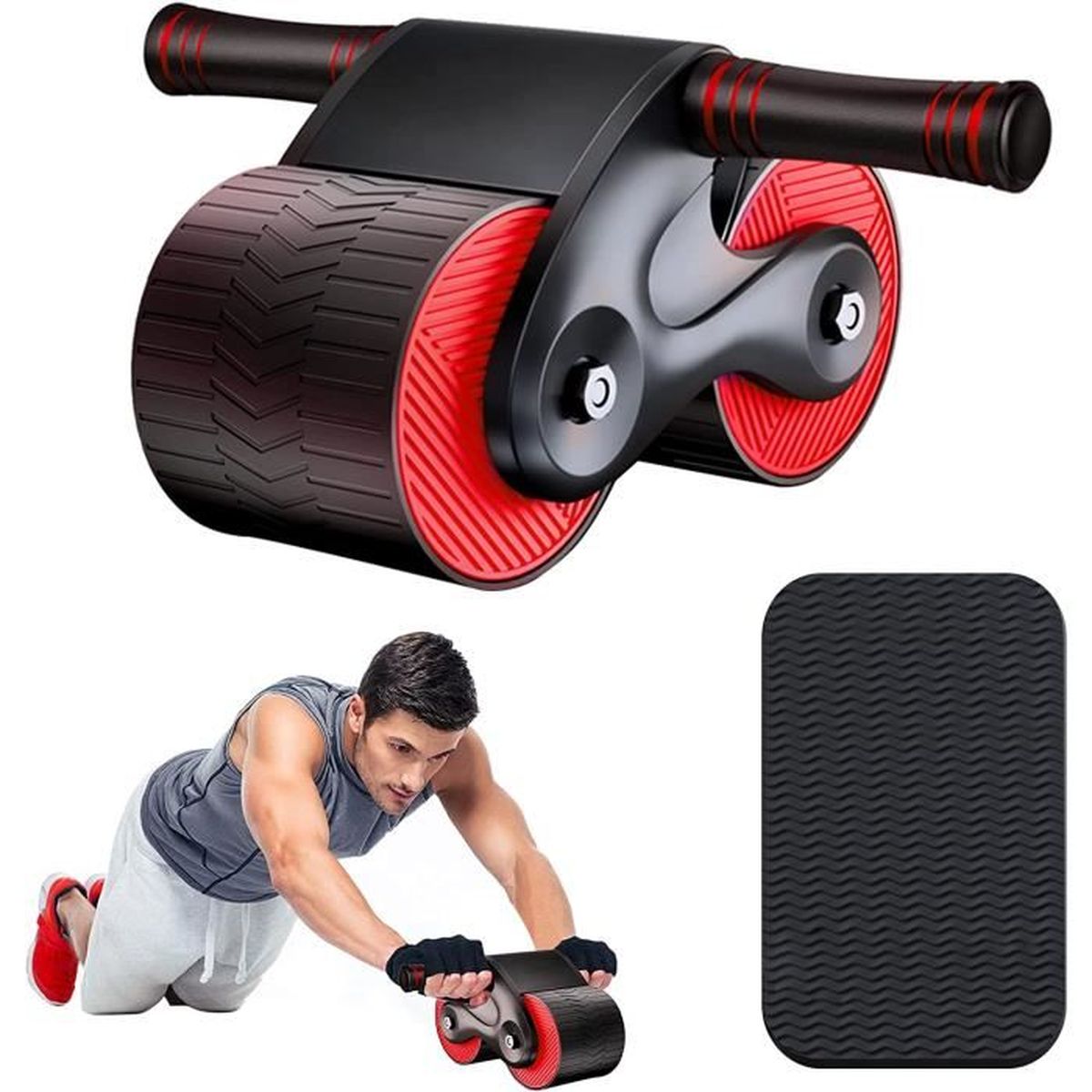 Roue Abdominale à Retour Automatique – Avec Support Téléphone Et Genouillères, Pour Abdos à La Maison Ou Salle De Sport