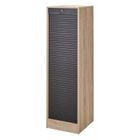 SIMMOB Classeur à Rideau 8 Tablettes 1 Kit Dossiers Serrure L 41,4 H 140,4 P 44 cm - Chêne + Rideau Noir - L 41.4 x l 44 x H 140 cm