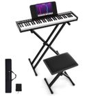 COSTWAY Clavier Électrique Portable 61 Touches avec Support Réglable Stand Banc Rembourré Pliable Microphone Casque Audio Débutant