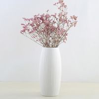 Vase à fleurs, ANNEFLY en céramique vase pour herbe de pampa, vase pour décoration de bureau à domicile,blanc-C (Sans les fleurs)