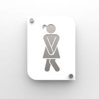 Plaque de porte design en plexi toilettes femmes - couleur Blanc / Gris brillant
