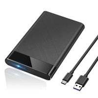 Boîtier Disque dur Externe USB 3.1 Gen2 SATA HDD et SSD de 2,5'' et 7/9.5mm Haute Vitesse à 10Gbps avec Adaptateur USB-C vers USB3.0