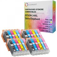 Ouismart® 24XL Elephant 24 Cartouches d'encre compatibles EPSON XP-55 XP-750 XP-760 XP-850 XP-860 XP-950 XP-960 XP-9XP-9
