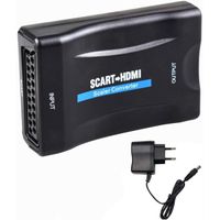 OuiSmart® Convertisseur avec cable USB-12V 1080P SCART vers HDMI Adaptateur de Signal CRT TV, VHS VCR, DVD Support NTSC PAL