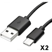 Cable USB-C pour Xiaomi REDMI NOTE 9 - NOTE 9 PRO - NOTE 10 - NOTE 10 PRO - Cable Type USB-C Noir 1 Mètre [LOT 2] Phonillico®