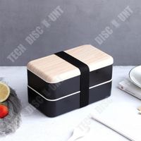 TD® Boîte à lunch en plastique double couche en bois, boîte à lunch compartimentée pour employé de bureau, boîte à lunch