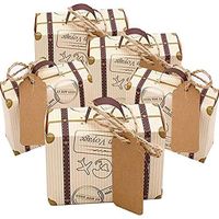 Lot de 50 pièces de mini-valise AmaJOY - idée cadeaux à offrir aux invités de mariage - avec papier Kraft- bonbonnière en toile de