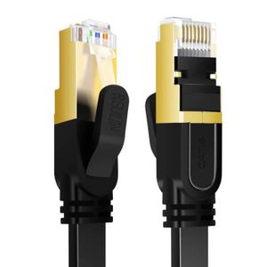CÂBLE RÉSEAU  Ultra-Flexible, Câble Ethernet 1M Plat CAT 8, Câbl