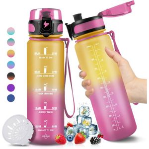 Bouteille D'Eau 1L De Motivation En Verre Avec Temps