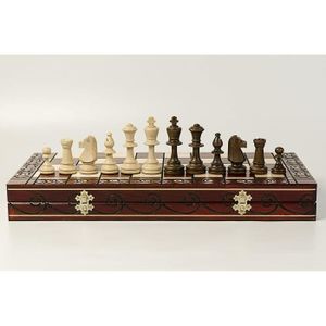 JEU SOCIÉTÉ - PLATEAU Superbe jeu d'échecs en bois CONSUL 48 cm / 19 pou