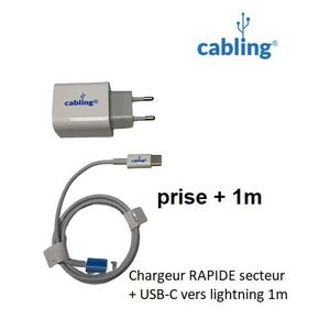Chargeur pour téléphone mobile VISIODIRECT Chargeur rapide 20w + cable  usb-c lightning pour iphone 12 - 