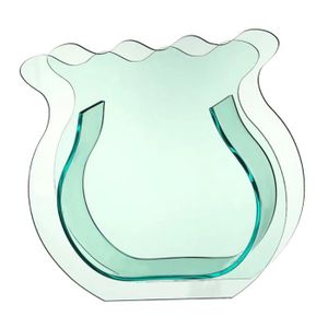 AQUARIUM Dilwe Vase d’aquarium Vase Transparent en acrylique épais pour aquarium, lissage, Simple et moderne, petit Vert translucide