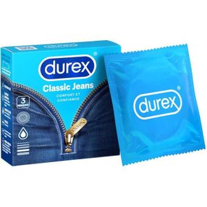 PRÉSERVATIF Durex Classic Jeans Confort et Confiance 3 préservatifs lubrifiés