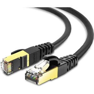 Elfcam® - Câble Ethernet Cat 8, Rond Câble Réseau LAN WAN, Cat8