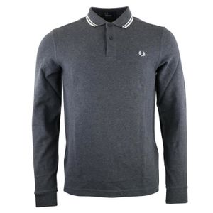 POLO Fred Perry Polo gris anthracite manche longue coton Slim Fit E91 (Gris anthracite - S)