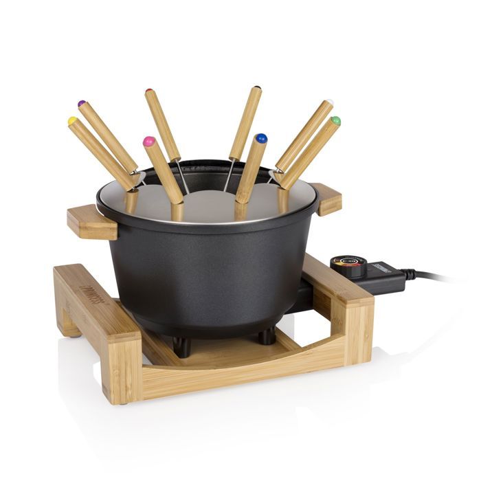 Appareil à fondue - KITCHEN CHEF - 8 personnes - 1300W - Caquelon  anti-adhésif - Support en bois véritable - Cdiscount Electroménager