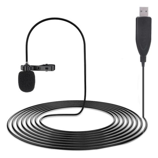 Microphone Cravate USB ZAFFIRO - Clip Lavalier Avec Câble 3,5 Mm, Adaptateurs Inclus, Pour PC, Mac, PS4, Enregistrement Et Streaming