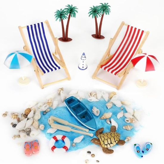 NAMOARLY Mini Chaise De Plage Pliante En Bois Pour Maison De Poupée – Accessoire Rouge Mignon Et Authentique