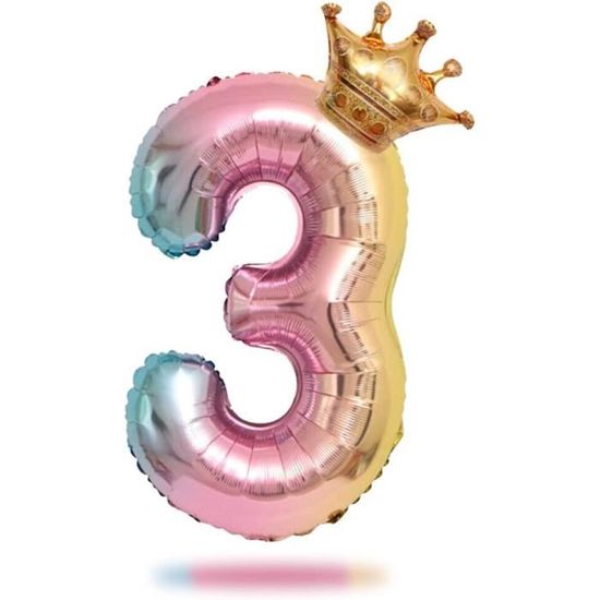 Lot Ballons Chiffres Arc-en-ciel + Couronne - Décoration Anniversaire Hélium Réutilisable