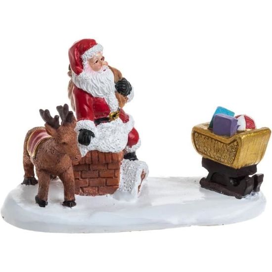 Accessoire pour Village de Noël Santon Père Noël Pèrenoël et Renne Sur