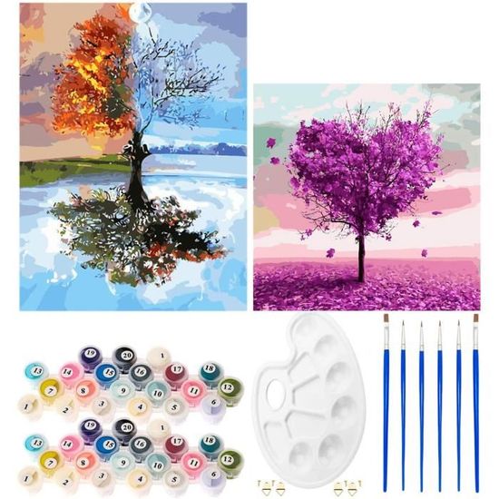 Lxmsja Peinture Numero Paysage Adulte avec Cadre, Peinture par Numero Citron, Peinture Acrylique Numéro d'art avec 3 Pinceaux, Loisirs Créatifs Adultes, Activité Manuelle, 20x30cm