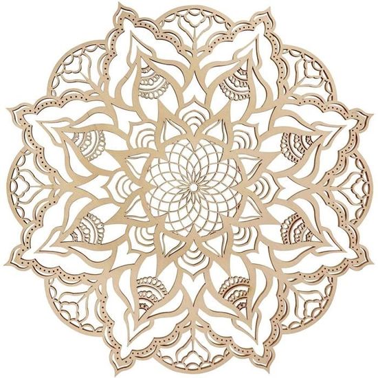 Tableau Mural Fleur De Vie En Bois D'acacia - 20 Cm, Décoration Feng Shui, Marron - 6