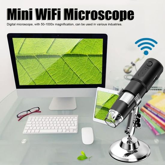 Microscope sans fil Microscope Numérique WiFi USB Grossissement 50-1000X 8 LED Lumière pour Carte de Circuit Inspection HB052