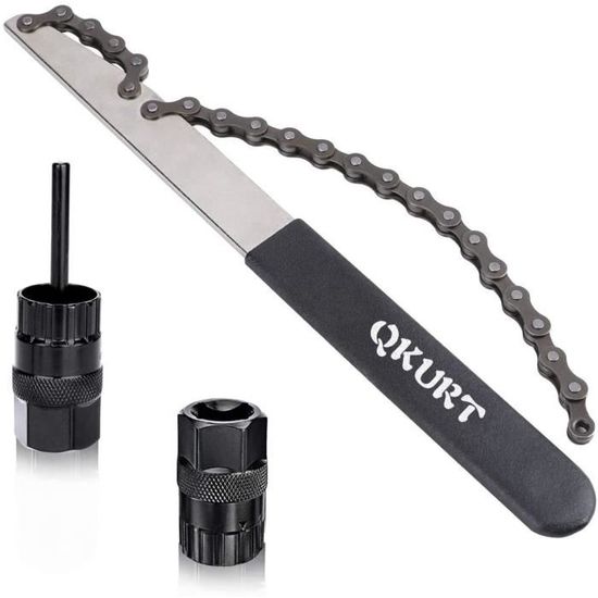 Kit Outils Vélo Cassette – Fouet à Chaîne + Démonte-Pignon + Clé Anneau De Serrage, Pour 7-10 Vitesses