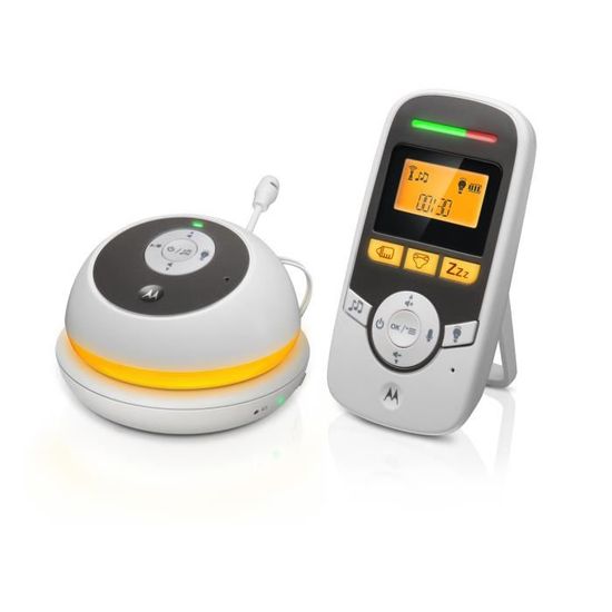 Motorola MBP 169 Babyphone Audio portable avec écran 1.5" et minuterie de soins bébé | Blanc