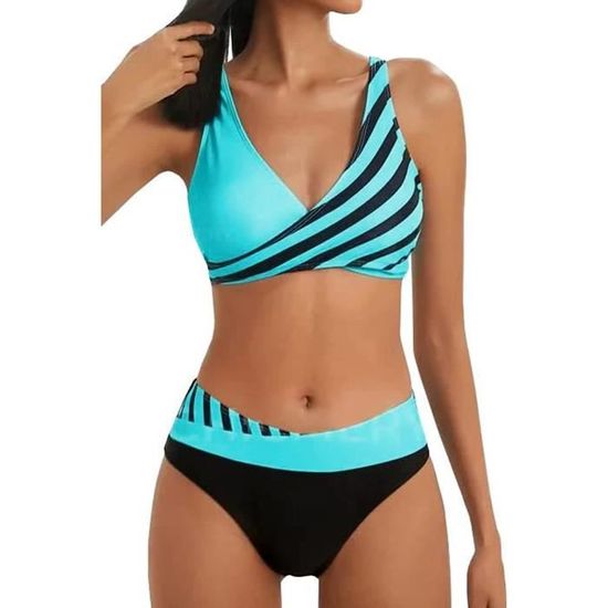 Maillot De Bain Femme 2 Pièces Tankini Push Up - Taille Haute Ventre Plat