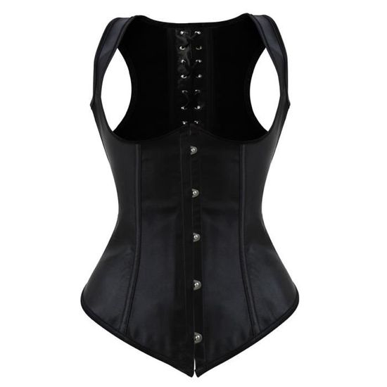 Corset Gothique Steampunk Pour Femme - Noir Et Rouge, Vinyle PVC, Lacets Réglables, Avec Baleines En Acier, Style Victorien