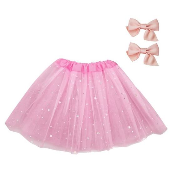 Jupe Tutu Fille 2-8 Ans - Tulle à Paillettes Étoiles, 3 Couches, Taille Élastique (env. 60-65 Cm) - Lot De 2