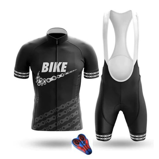 Tenue Cyclisme Été Homme - Maillot Manches Courtes + Cuissard Gel 19D - Respirant Séchage Rapide - VTT Route MTB