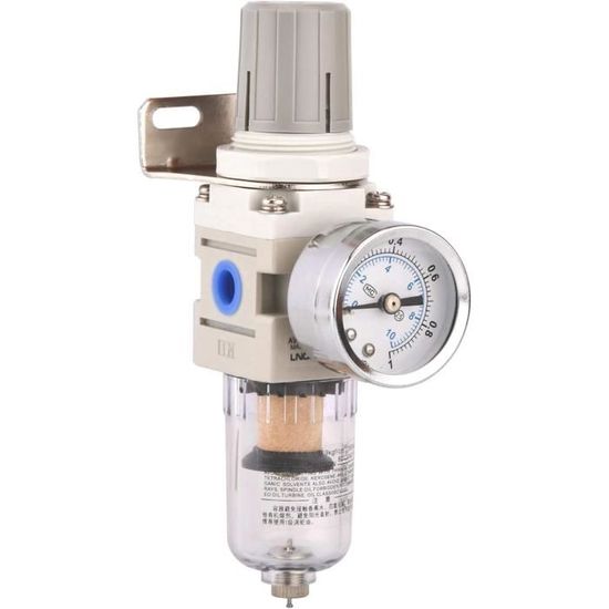 Régulateur De Pression Air Comprimé 1/4" Avec Filtre Séparateur Eau - Réglage 0.5 à 8.5 Bar - Pour Compresseur - 7