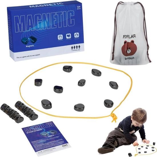 Échiquier Magnétique De Voyage – Jeu De Stratégie Avec 20 Aimants – Sac De Rangement Inclus – Cadeau Idéal Famille