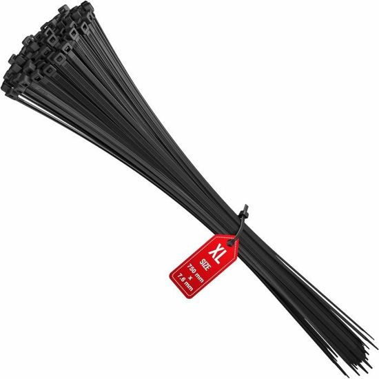 MSC Pack 10 Colliers de Serrage Rilsan Plastique 203 x 2.5mm Noir